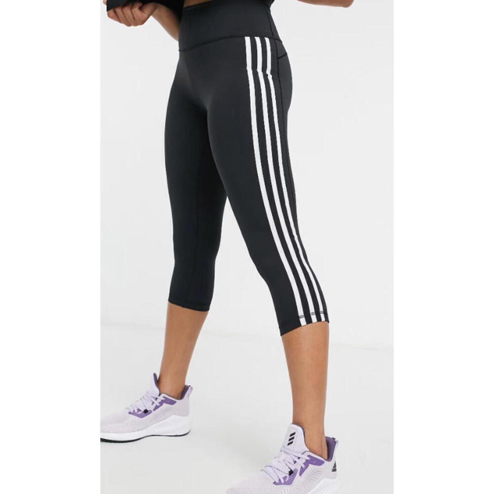 Adidas Women Believe This High-Waist Cropped Leggings Black Size S 9342 - Picture 4 of 5